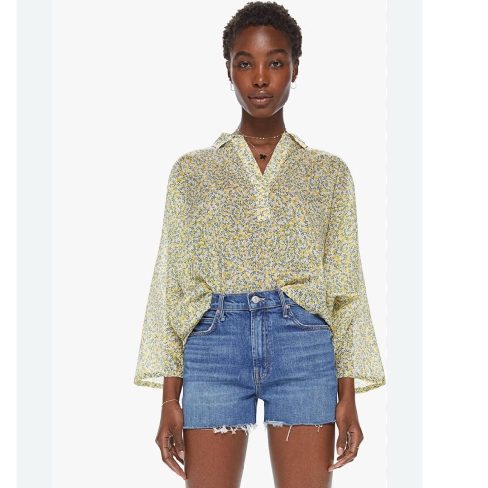 XiRENA Daphne Yellow Floral Printed Oversized Lightweight Top size XS